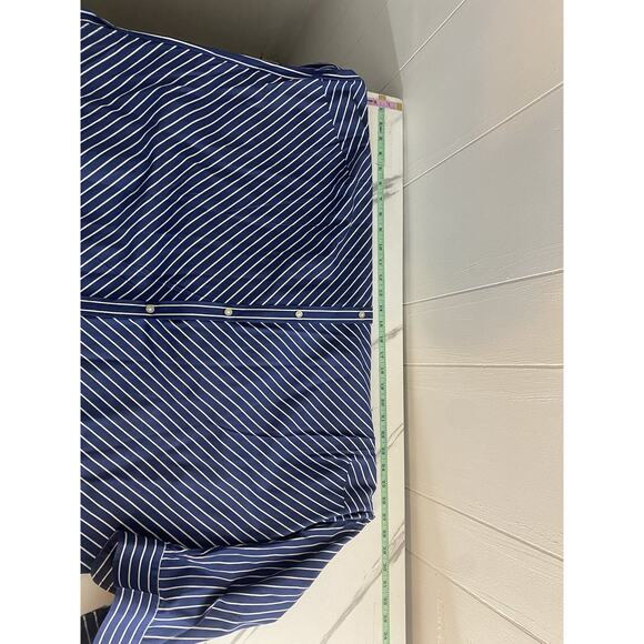Lauren Ralph Lauren Diagonal Stripe Button Up Navy White Office Career Size 3X - Picture 7 of 7